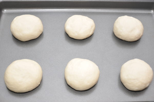 Burger bun dough balls for second rise