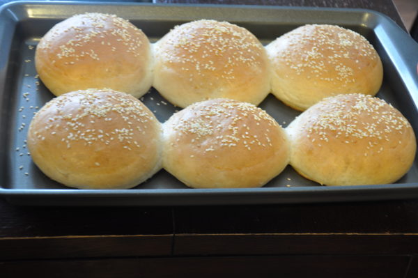 Burger buns baked in oven