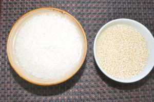 Soaked dal and rice for idli dosa batter