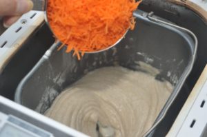 Bread Machine carrot cake in making