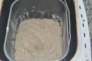 carrot cake ingredients mixing in bread machine