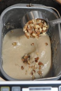 Making Banana walnut cake in bread machine