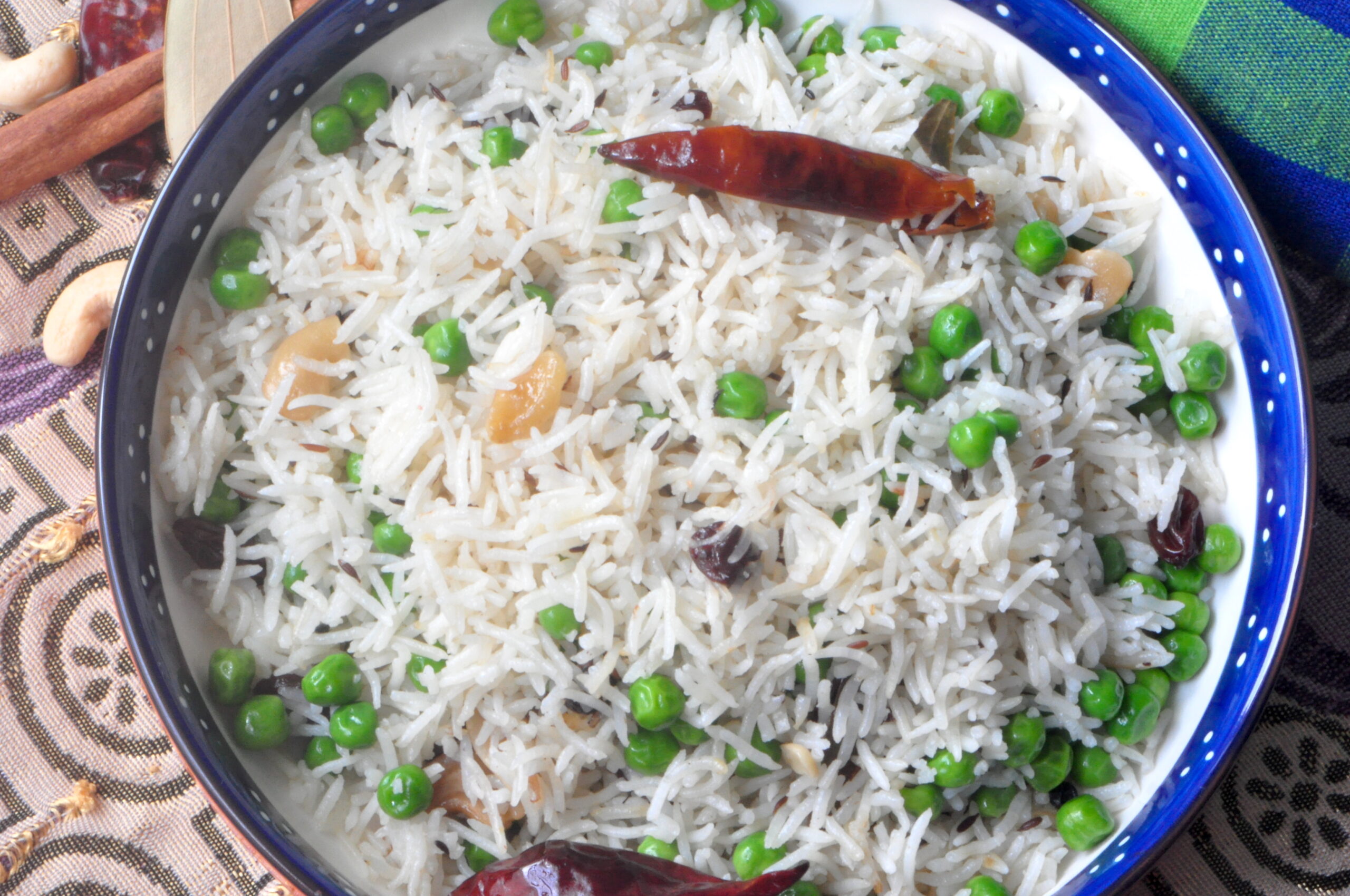 peas pulao in a bowl
