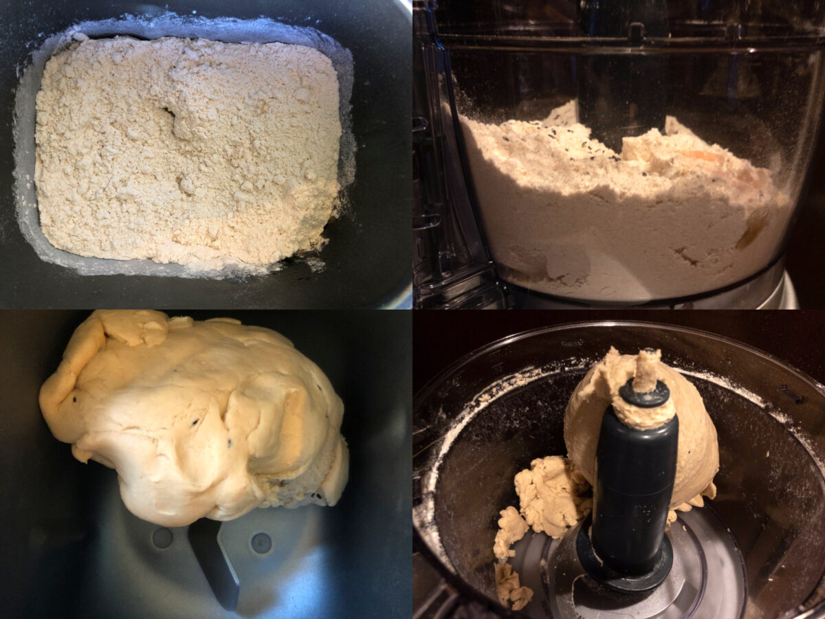 dough making in bread maker and food processor