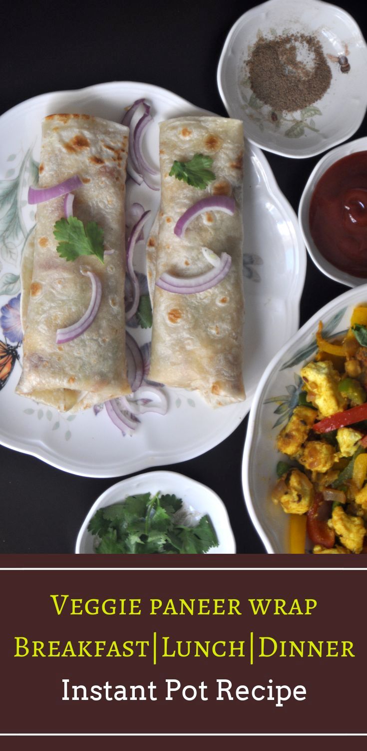 Veg paneer wraps in a plate.