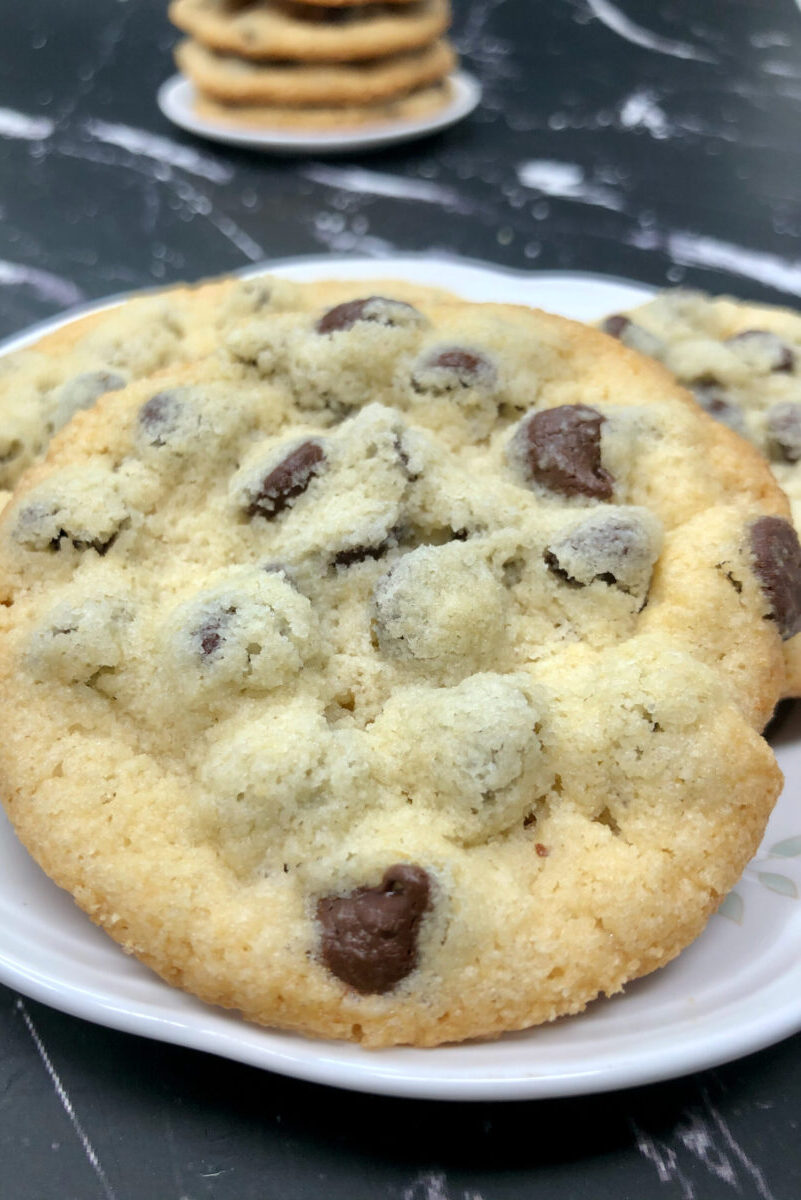 Almond cookie closeup in a plate