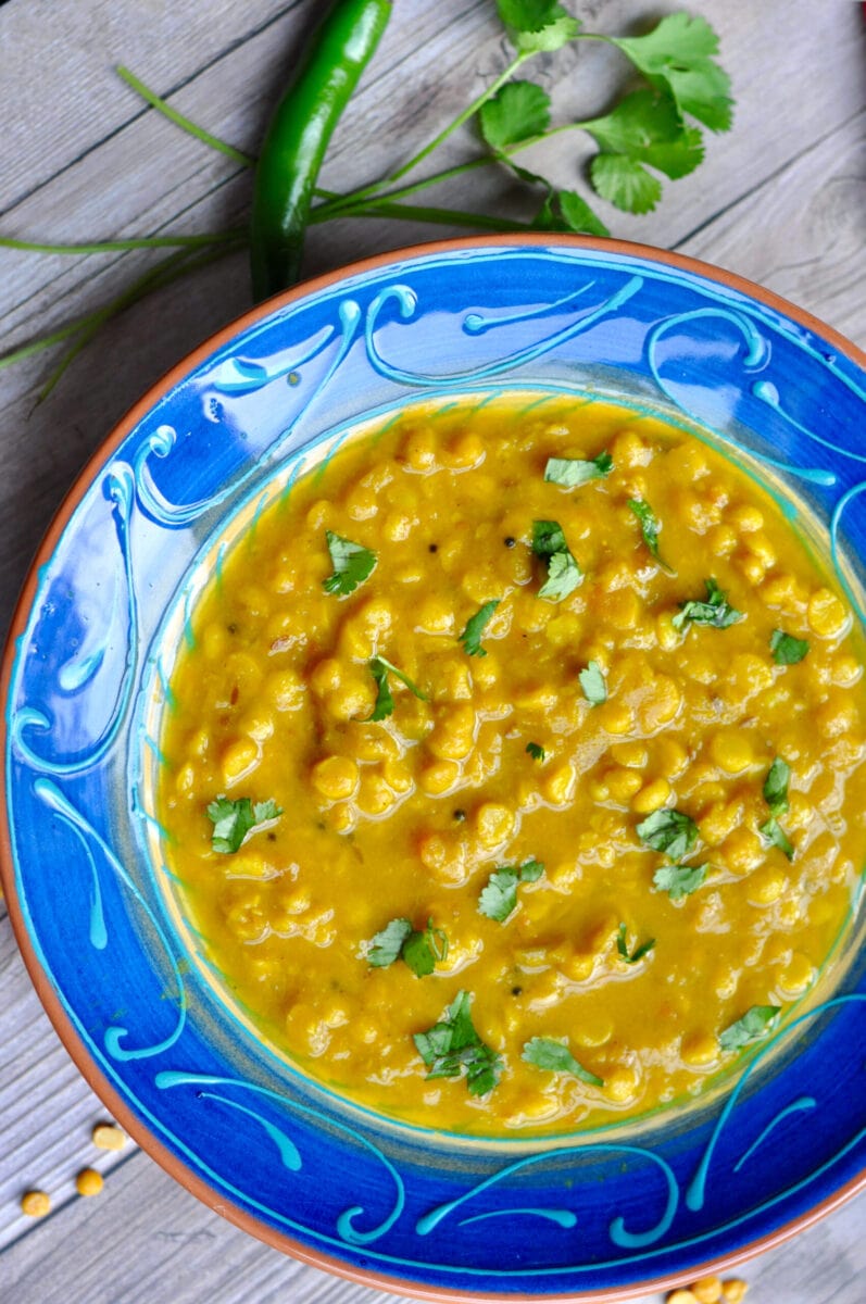 instant pot chana dal served in a bowl