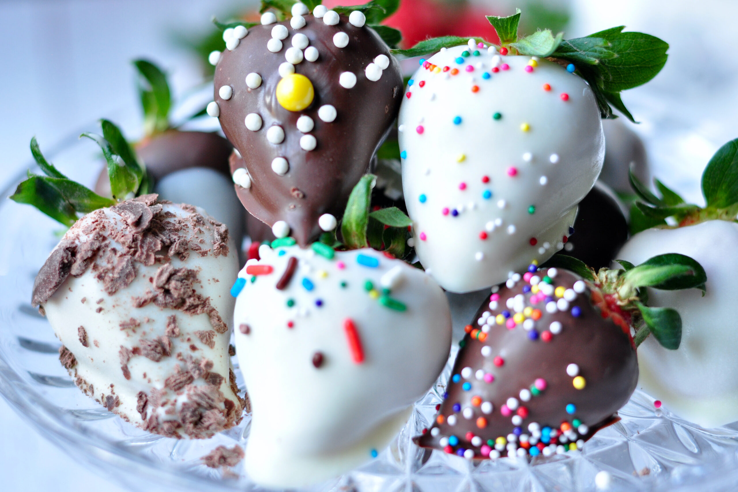 chocolate covered strawberries with sprinkles