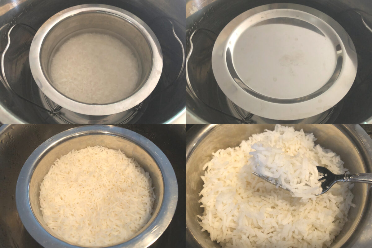 basmati rice pot in pot steps