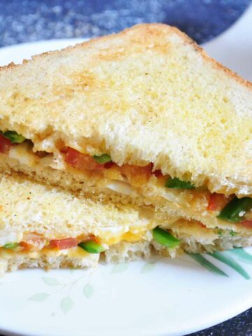 Veg Cheese Grilled Sandwich on a platter.