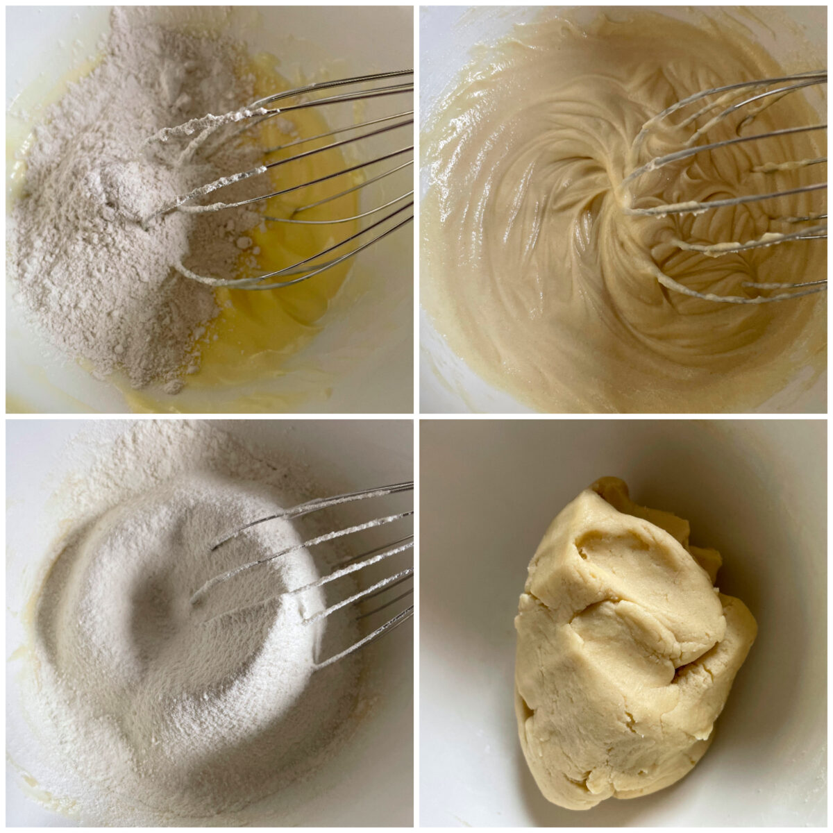 collage of 4 images to make cookie dough.