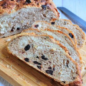 Slices of cranberry bread.