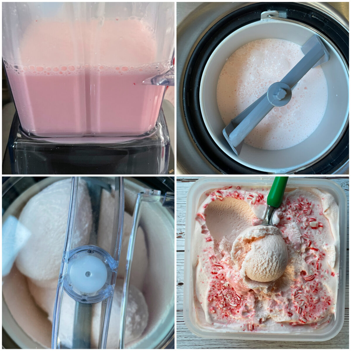 peppermint ice cream step by step collage of 4 images.