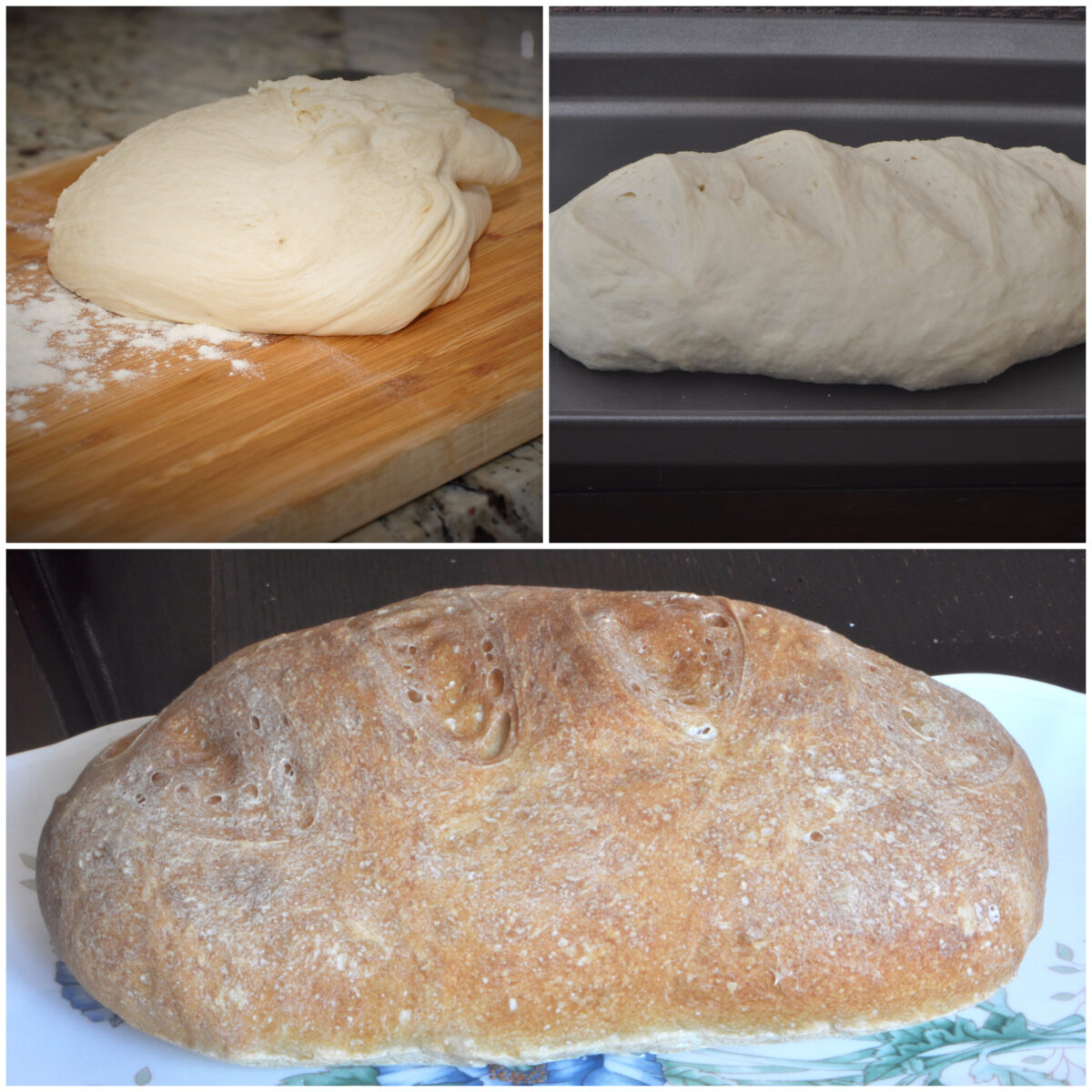 French bread baked in oven
