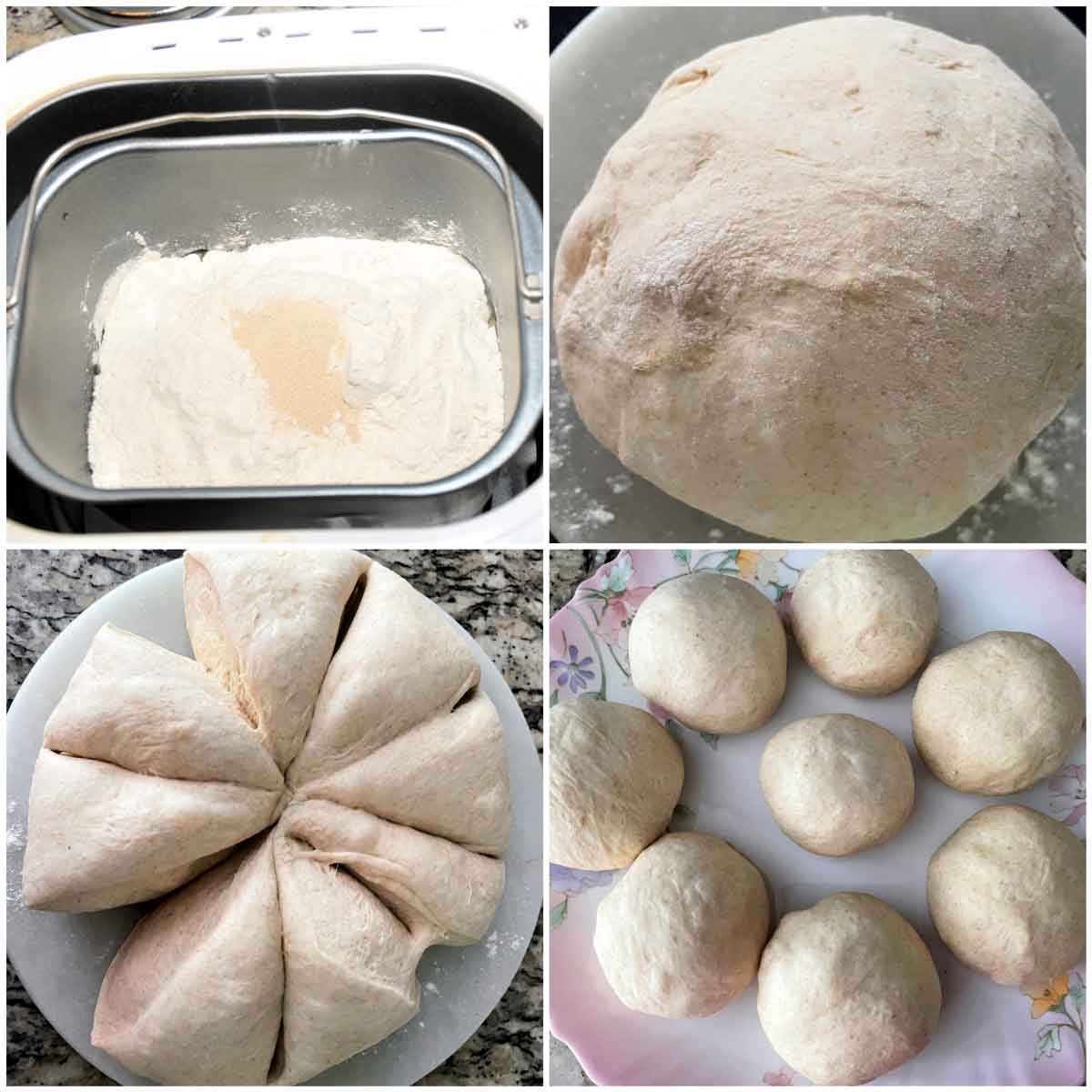Pita bread dough making steps.
