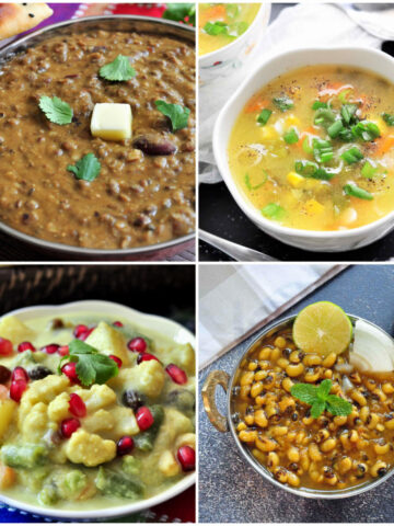 instant pot vegan indian recipes collage of 4 images.