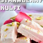 Strawberry kulfi served in a plate.