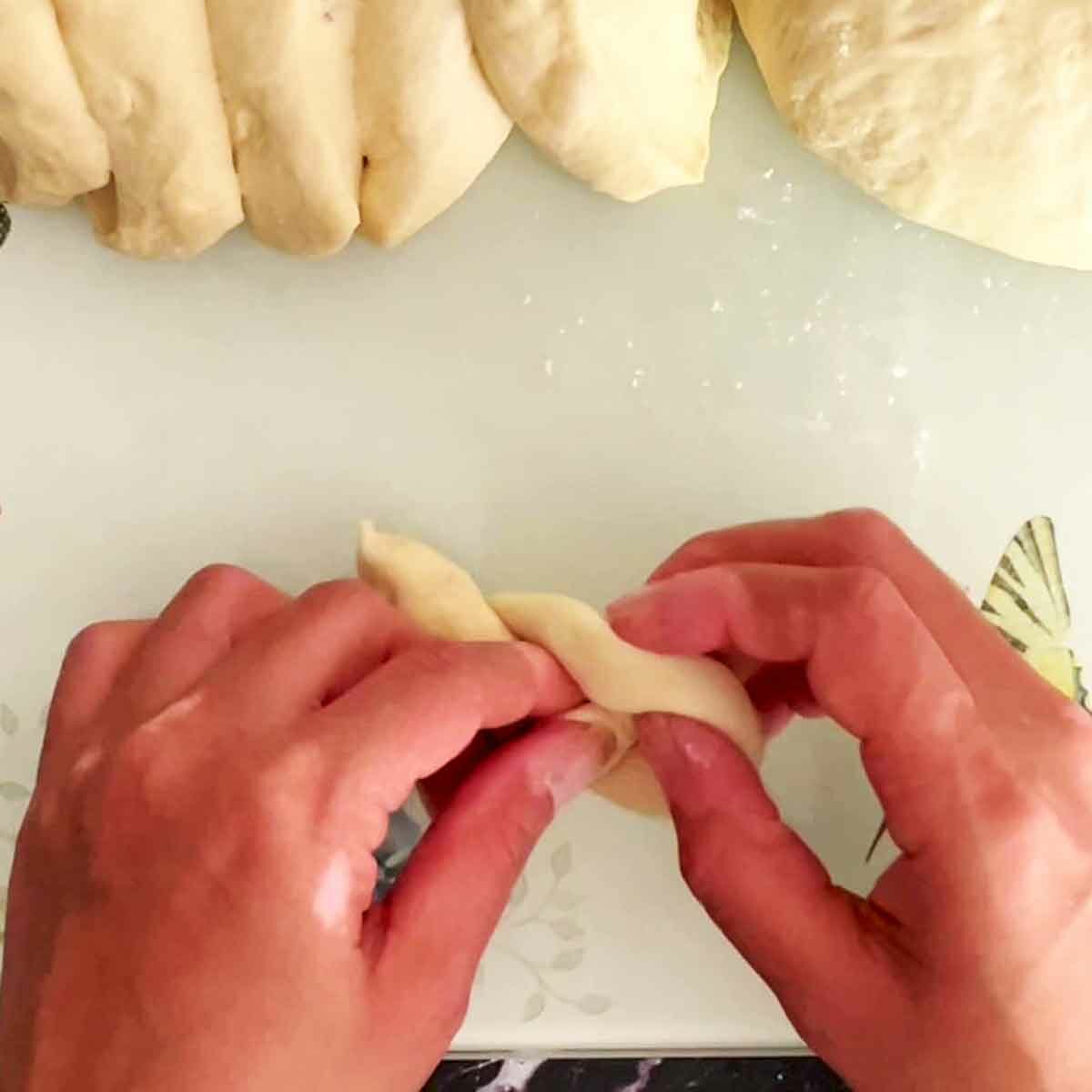 Making garlic knot.