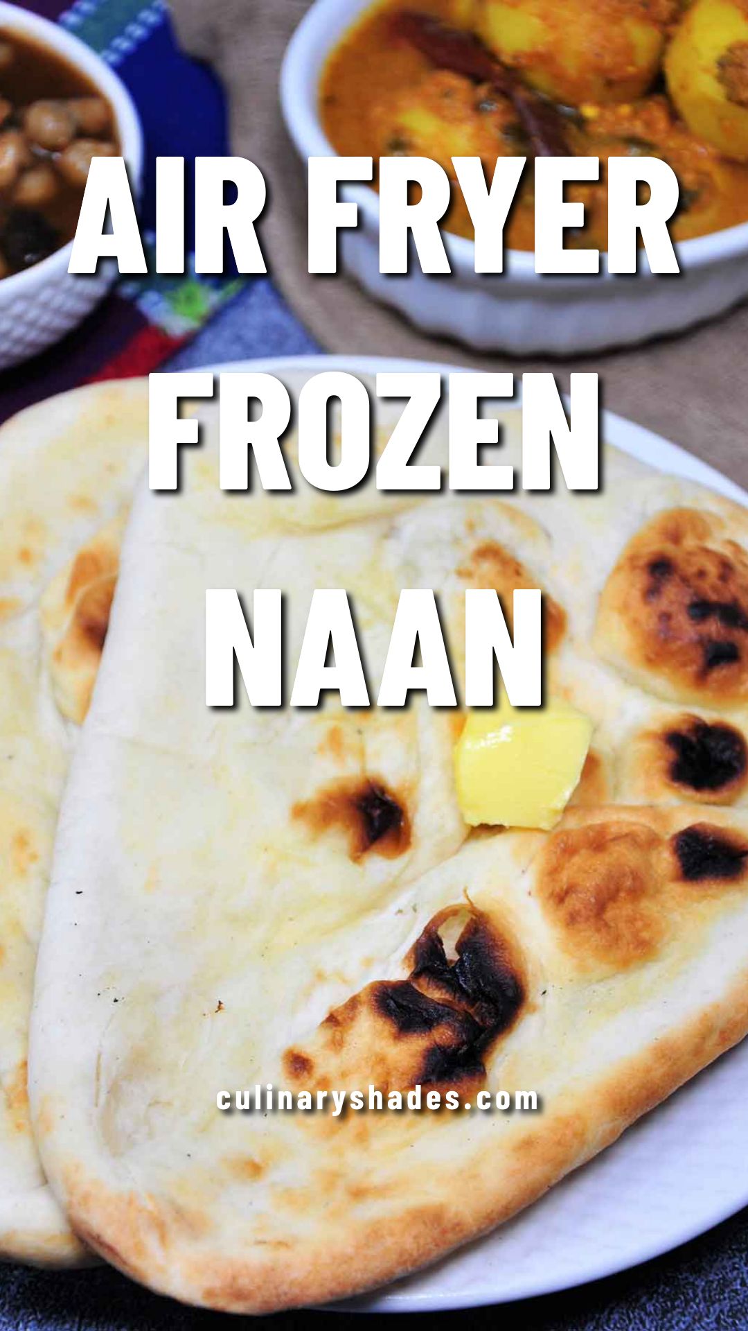 Air fryer frozen naan served in a plate.