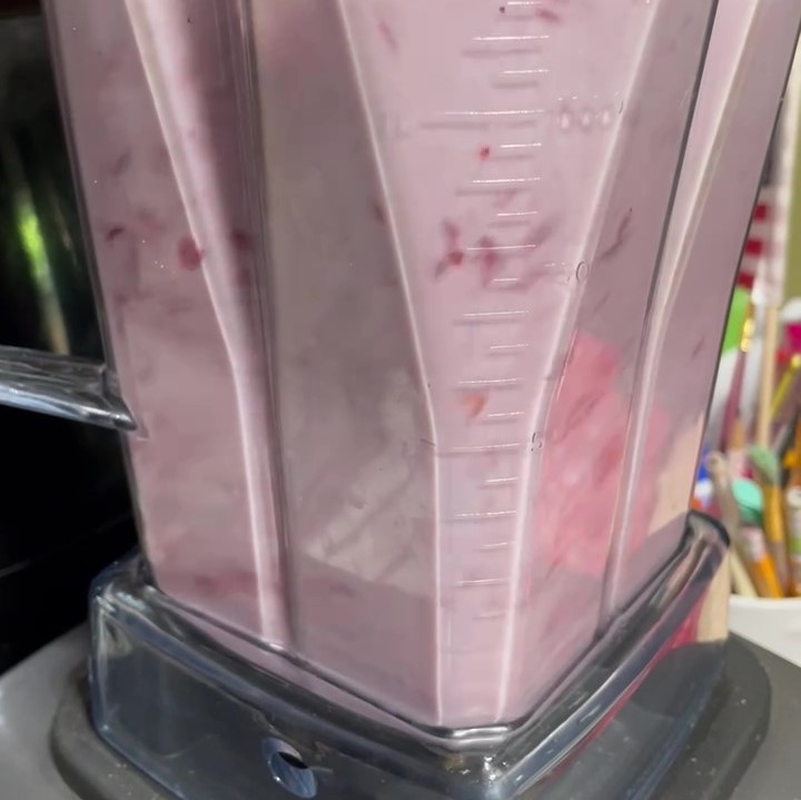 Blend strawberry milkshake.