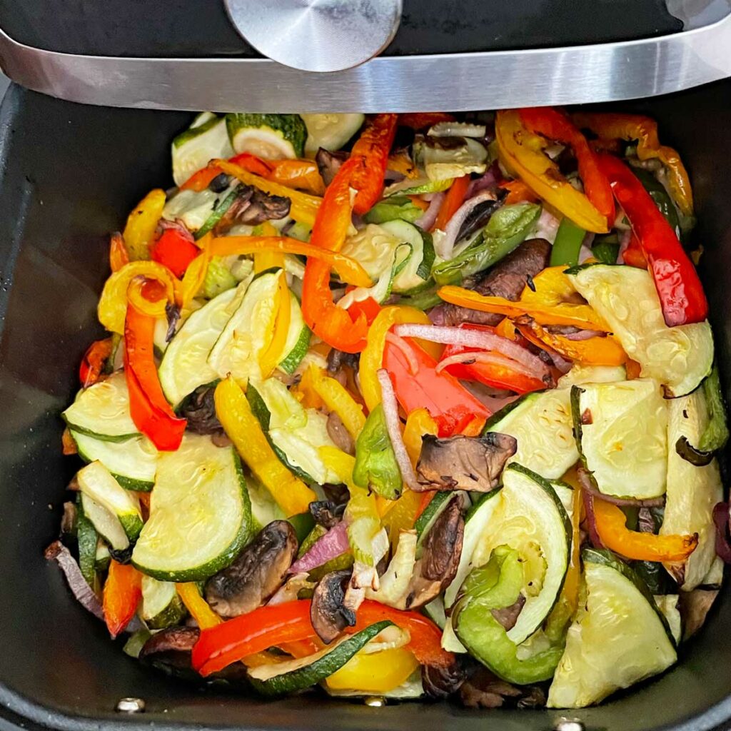 Cooking Veggies in air fryer for wrap.