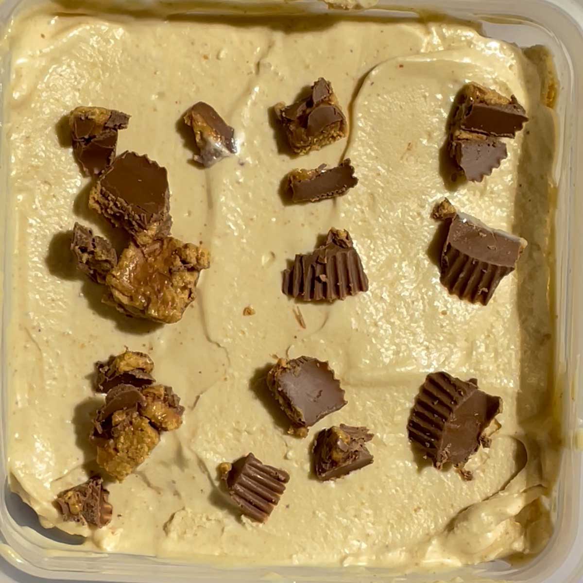 Peanut butter ice cream ready to freeze.