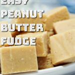Peanut butter fudge cubes in a plate.