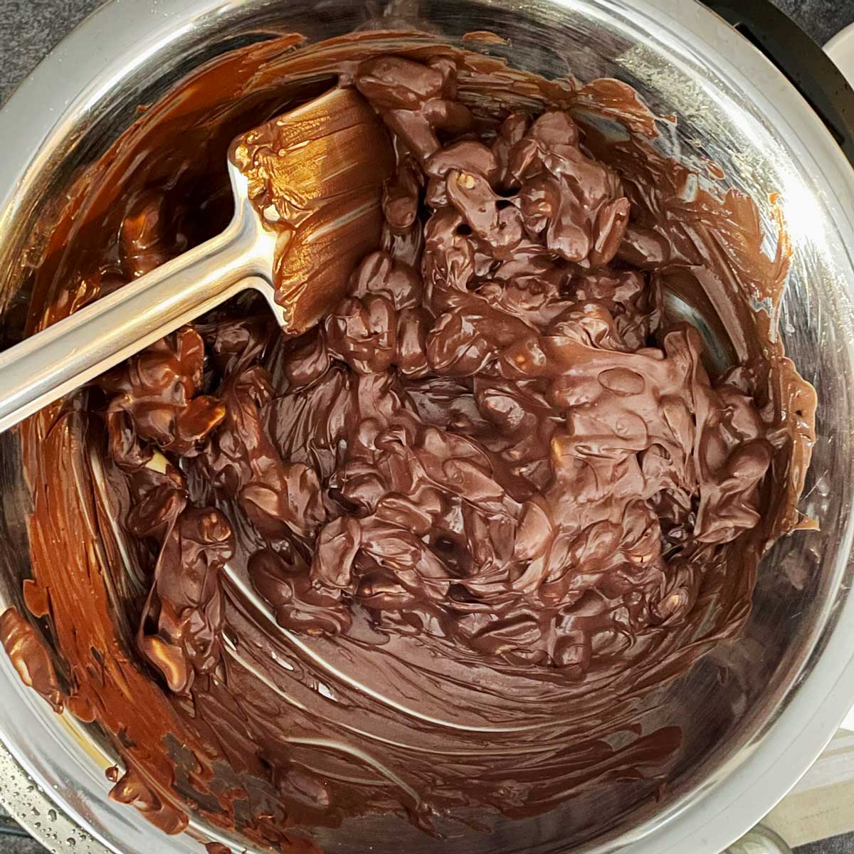 Melted chocolate and peanut mix.