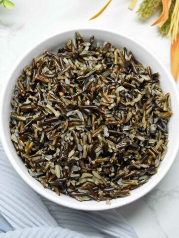 Instant pot wild rice in a bowl.