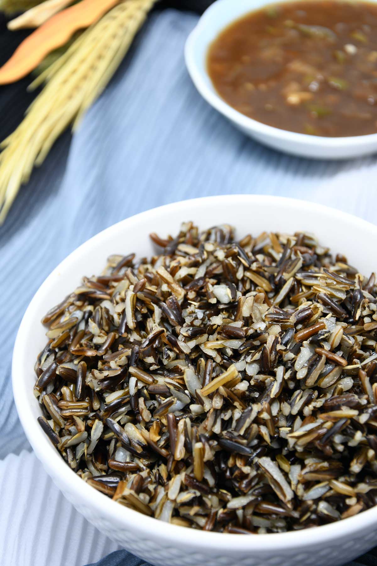 Instant pot wild rice in a bowl.