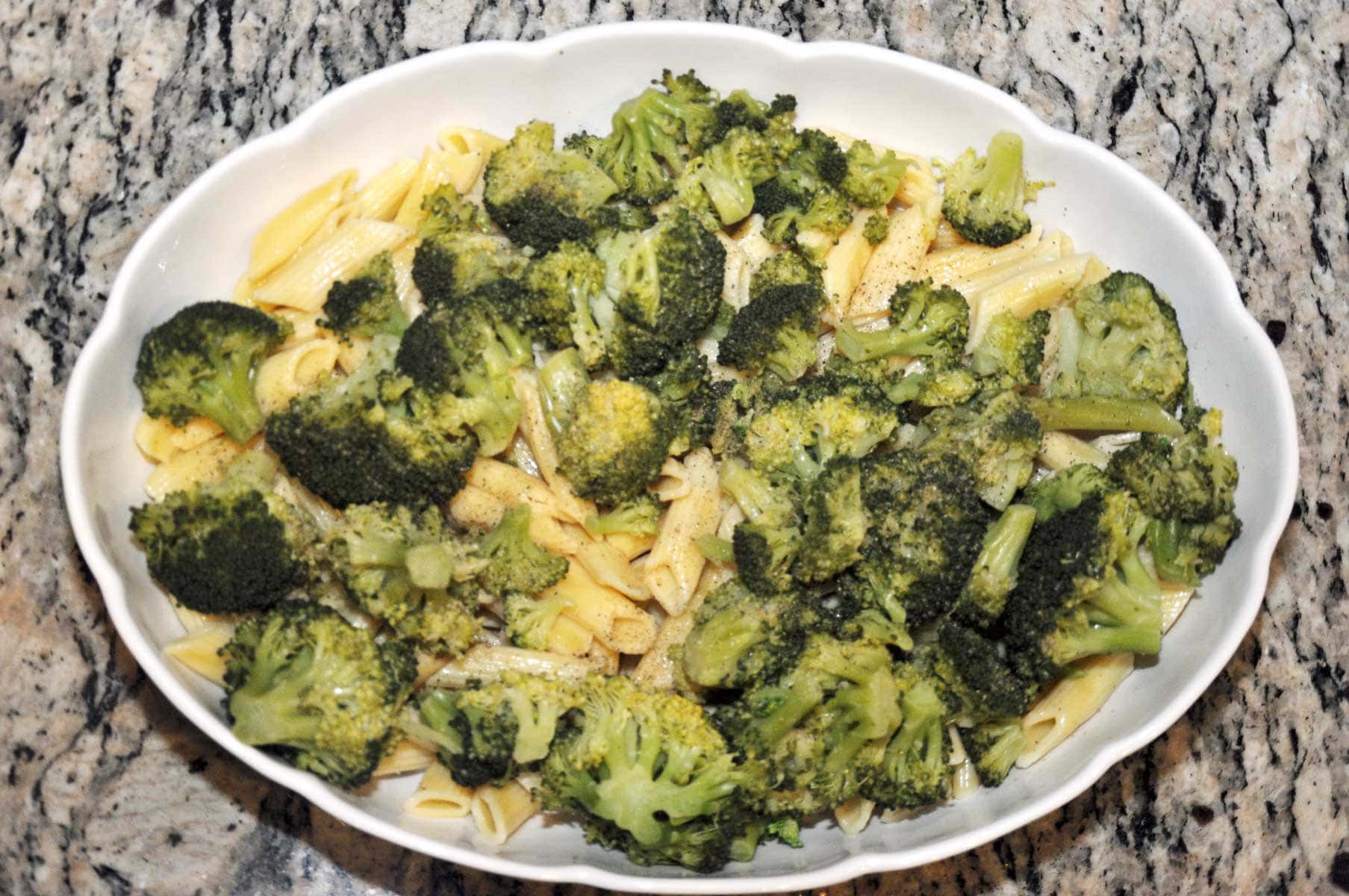 Steamed broccoli and pasta.
