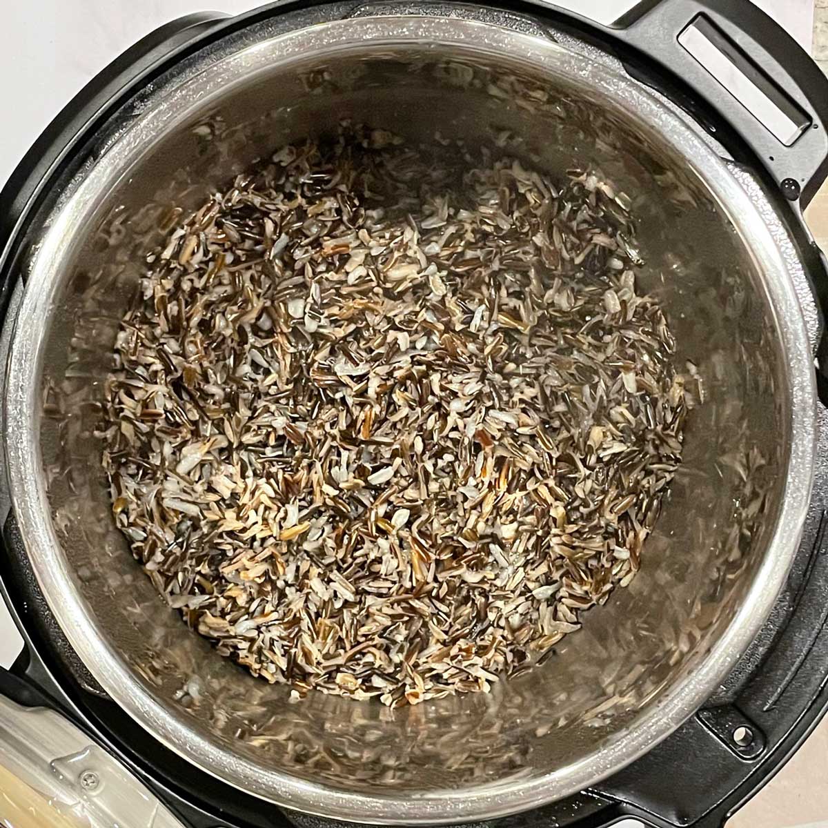 Cooked wild rice in instant pot.