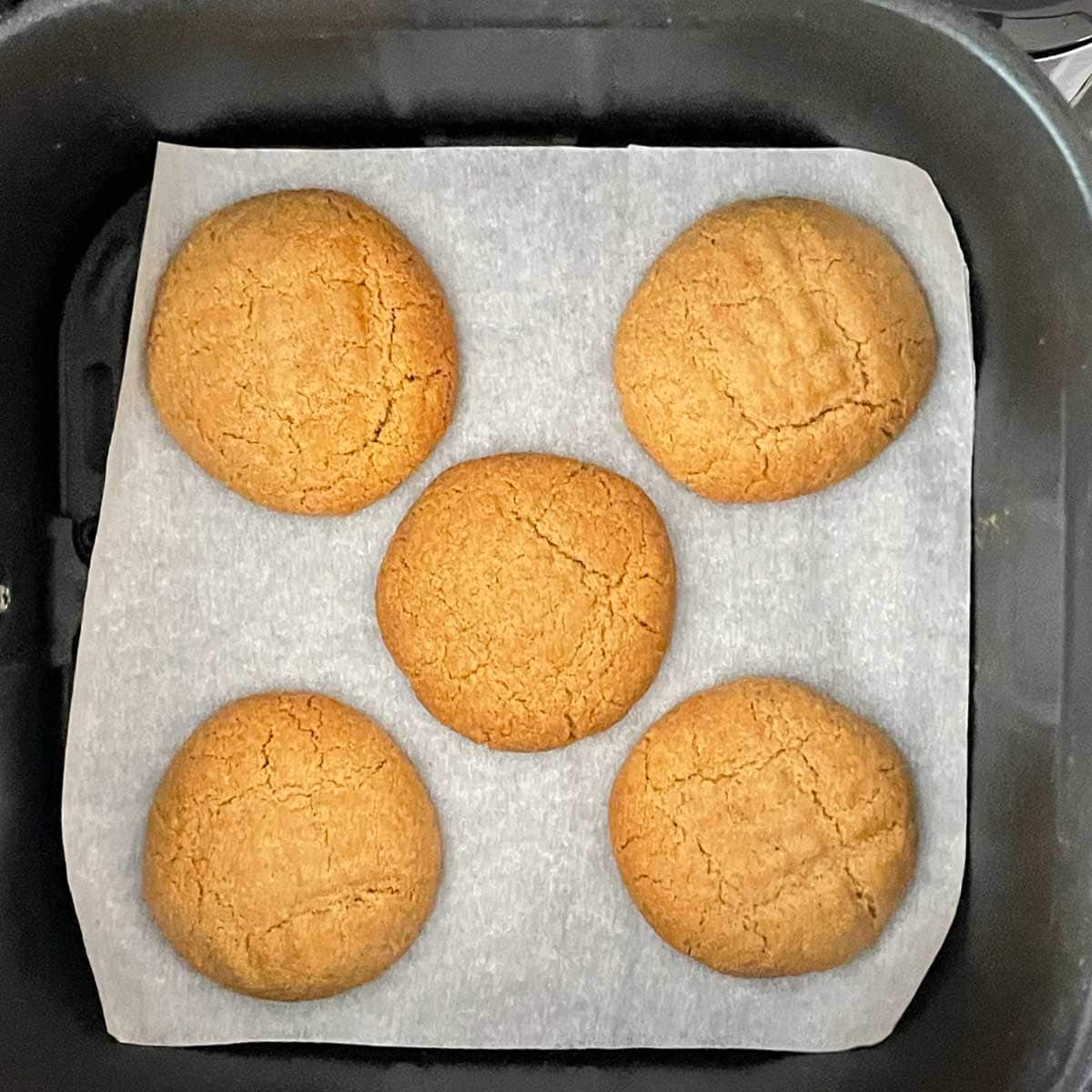 Peanut butter cookie baked in air fryer.