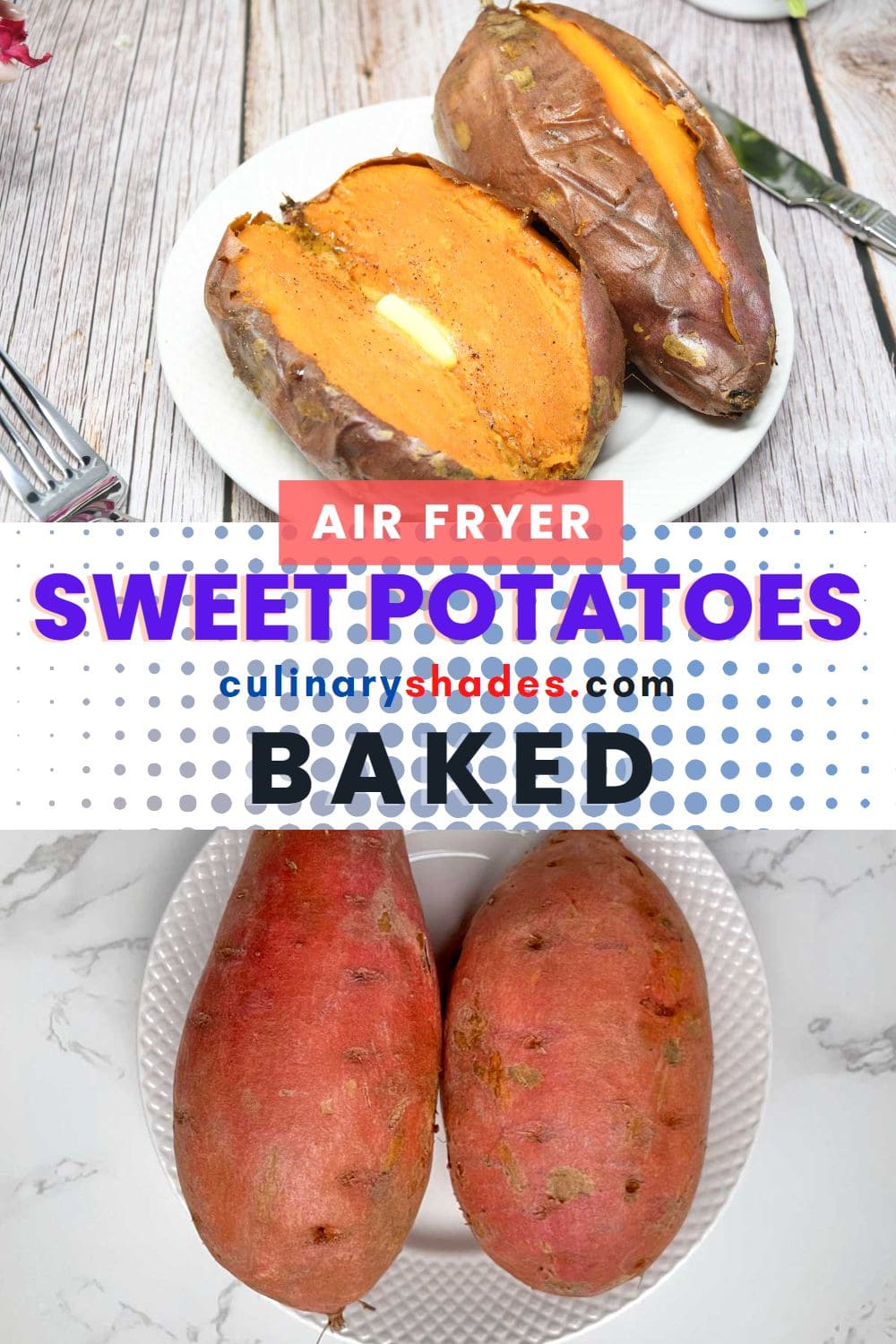 Air fryer whole sweet potatoes pin.