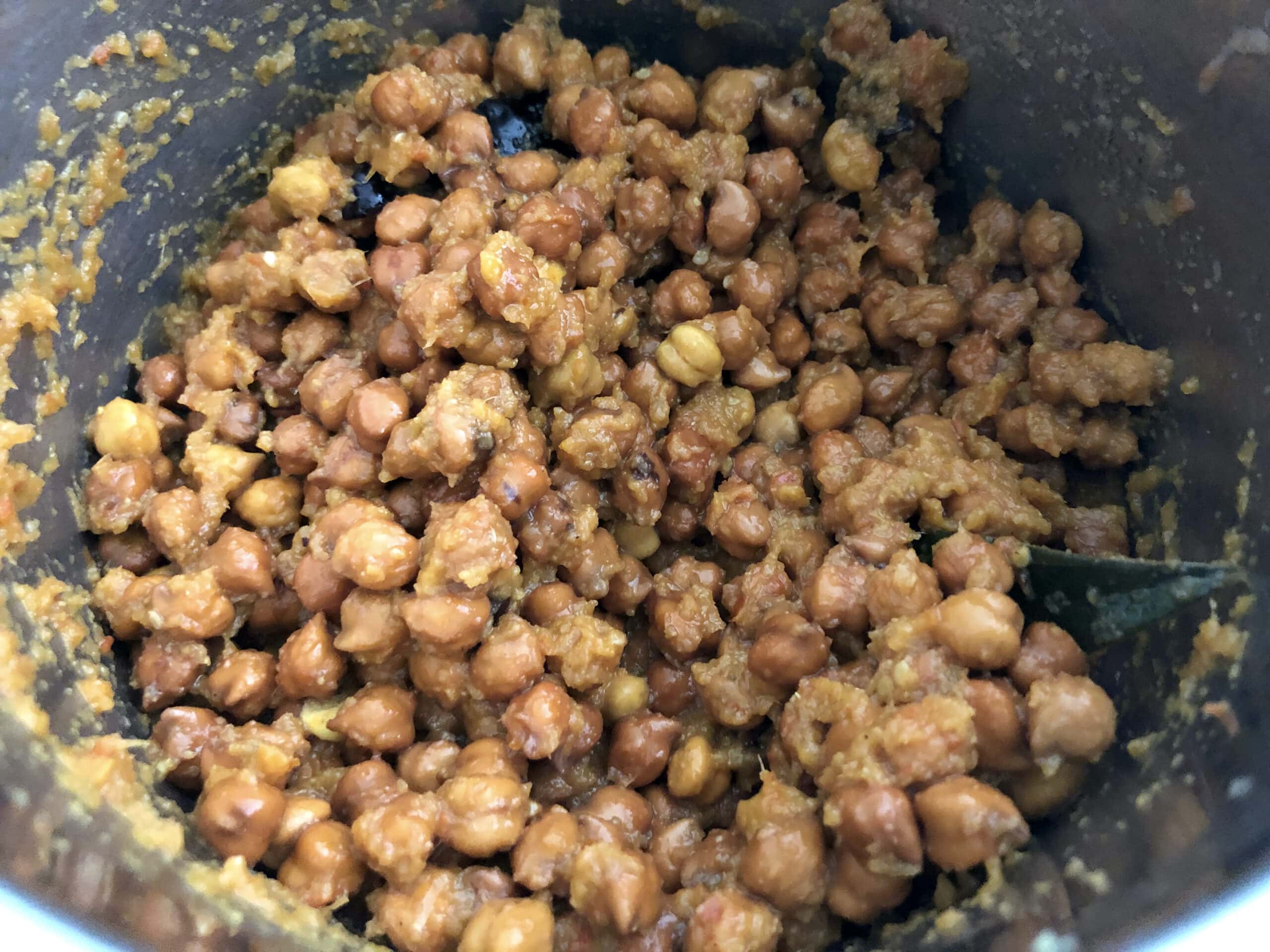 black chickpeas curry before pressure cooking.