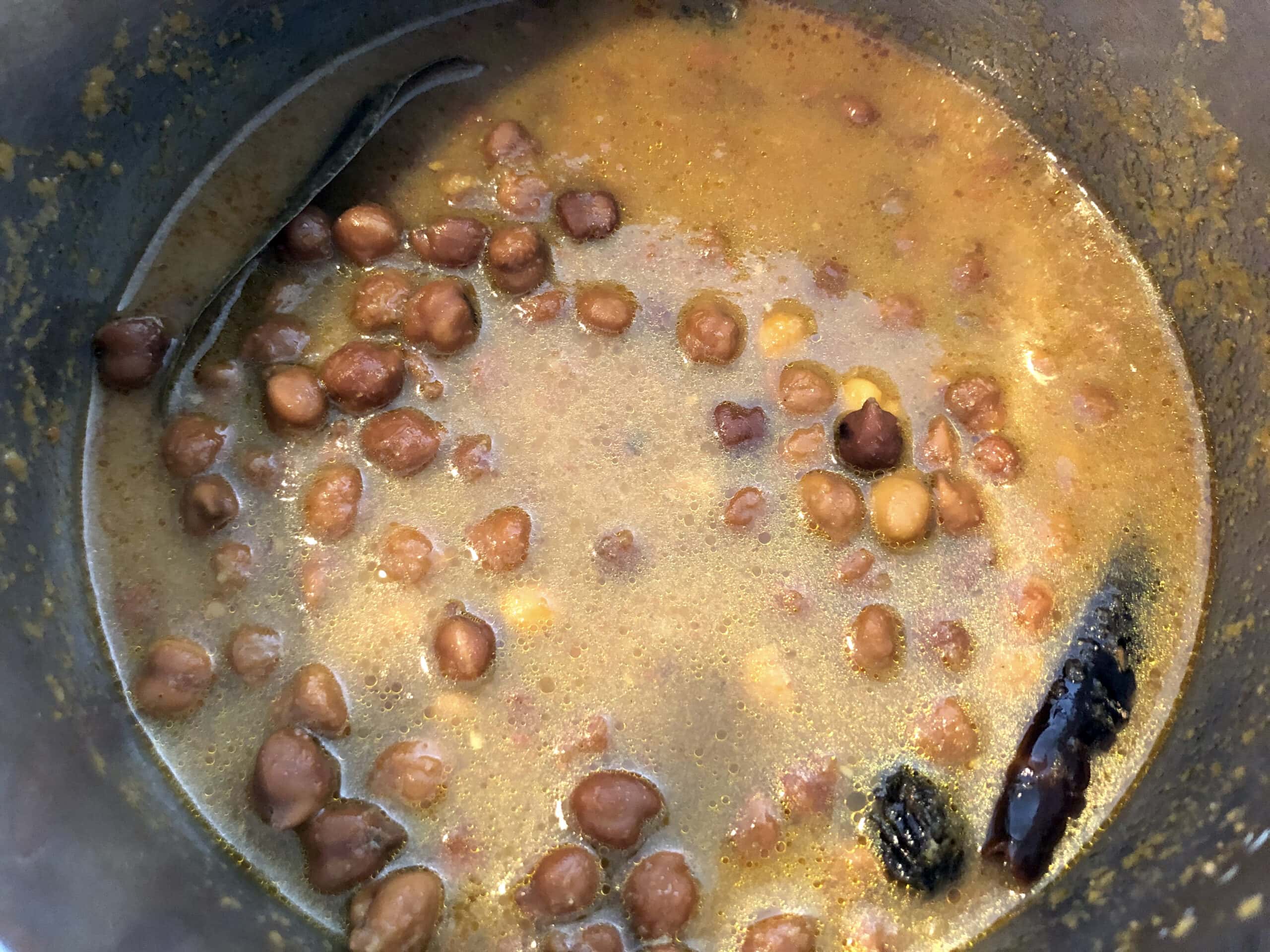 black chickpeas curry after pressure cooking.
