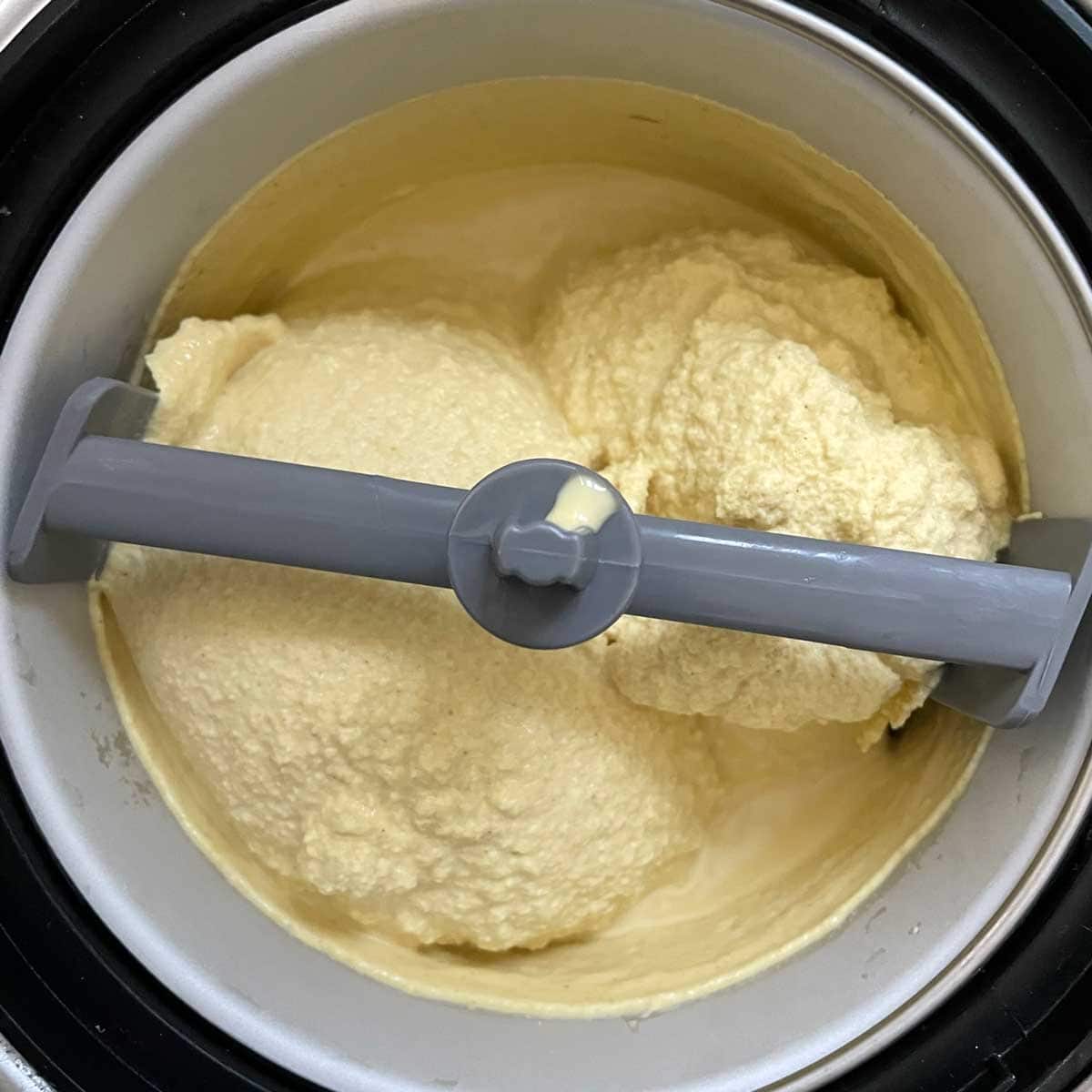 Thandai ice cream mix churning.