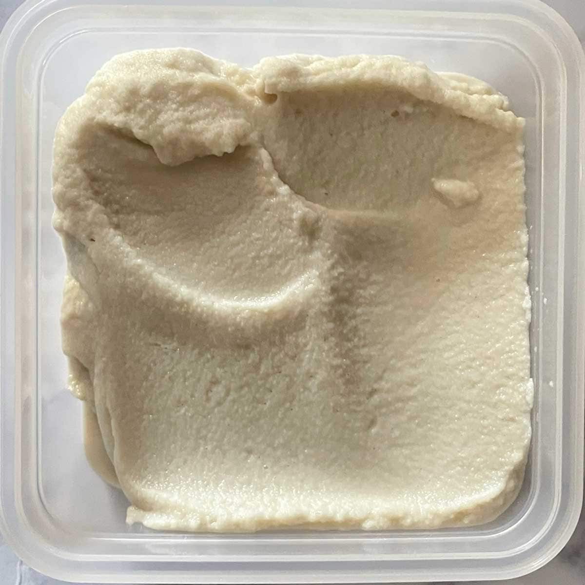 Vegan vanilla ice cream storage.